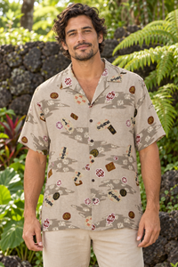 AI-generated styling image of a model wearing this Iolani shirt; see actual product photos for exact details and condition.