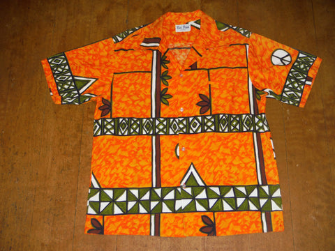 Vintage 70's Men's Aloha shirt by Kai Nani.  Bark cloth, Size: Mens Large