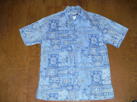 Men's pullover style Aloha shirt by Makapuu Sportswear.  Barkcloth, Size: Mens Medium
