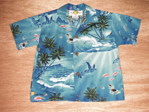 Kids  Aloha shirt by Full Moon.  100% Cotton, Size: Childs 3-T