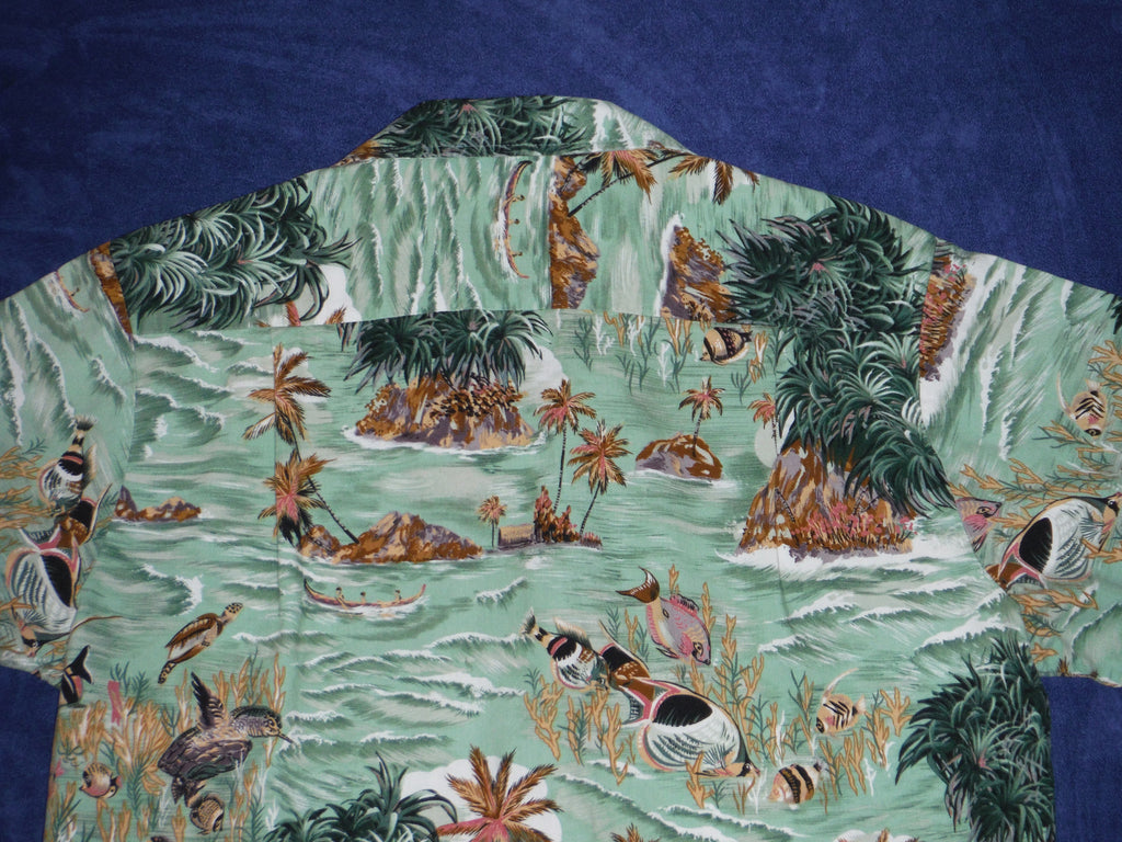 RJC Hawaiian Shirt Blue Ocean Fish Islands Mens Size Extra Large XL -   Canada